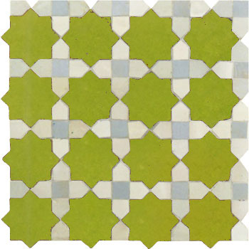 Mosaic House Moroccan tile Tanger C 5-1-17 Lime Green White Sky blue  zellige, mosaic, zellij, field, pattern, glaze, stars, classic 